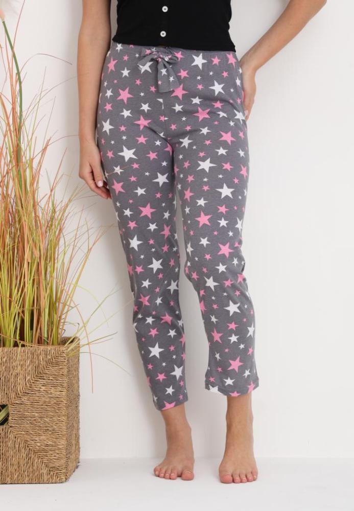 Pantaloni de Pijama Dama ,Culoare Gri cu Roz,Engros